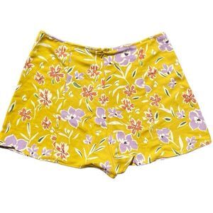 BCBGeneration Yellow Floral High Waist A-Line Shorts Women’s Size 12 Spring